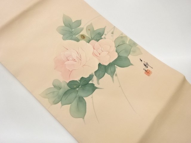 JAPANESE KIMONO / NAGOYA OBI / SHIOZE KINSAI / ROSE / ARTIST WORK 
